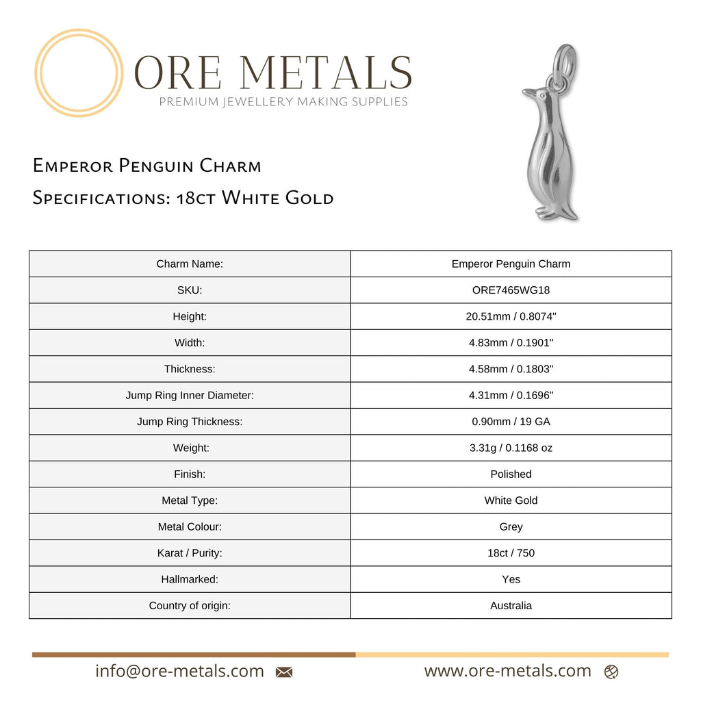 18ct White Gold - Emperor Penguin Charm