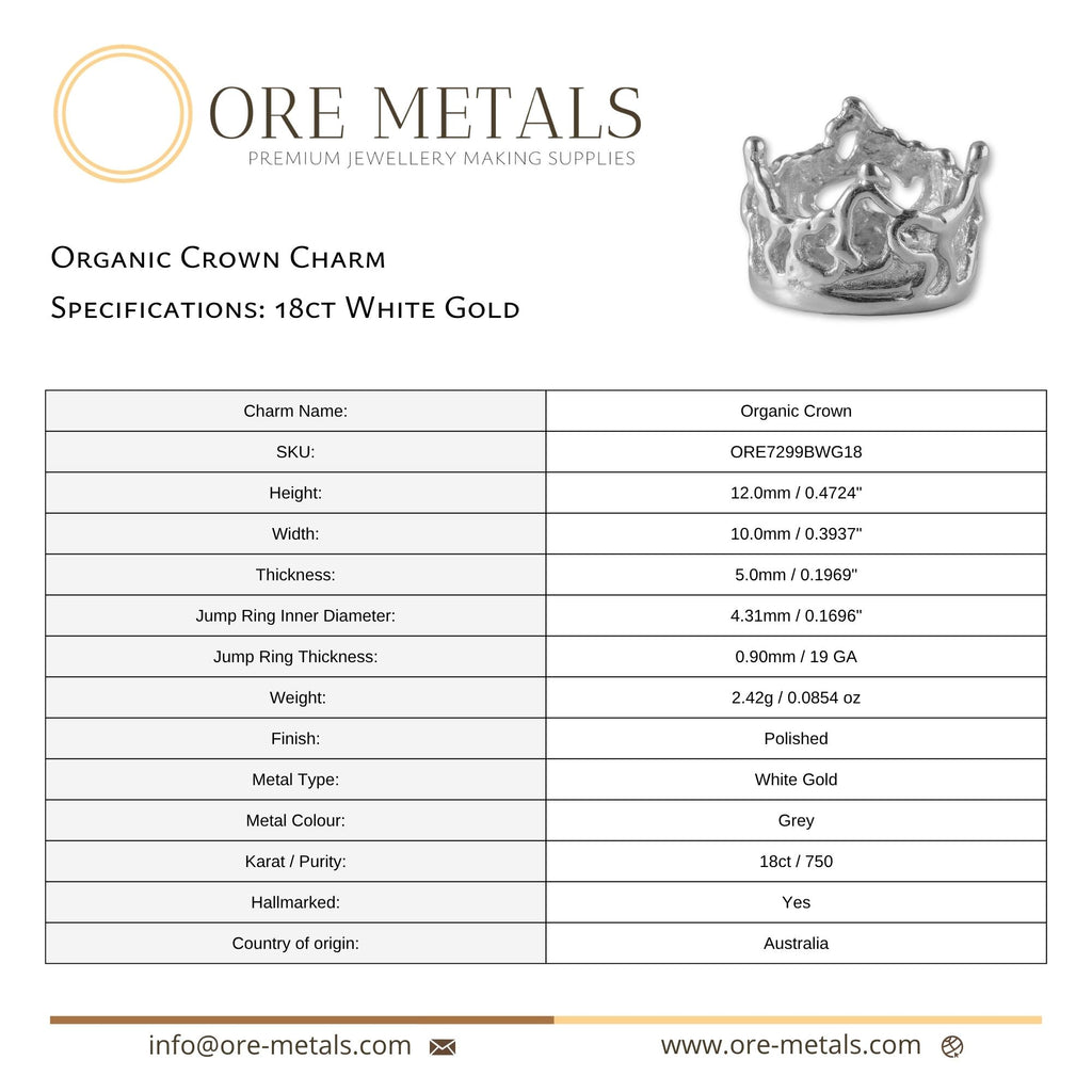 18ct White Gold - Organic Crown Charm