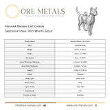 18ct White Gold - Havana Brown Cat Charm