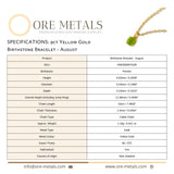 9ct Yellow Gold | Peridot - August Birthstone Bracelet