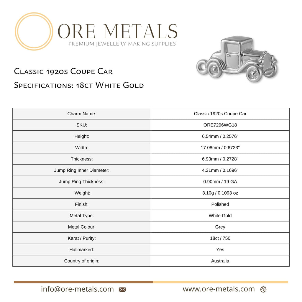 18ct White Gold Classic - 1920s Coupe Car Charm