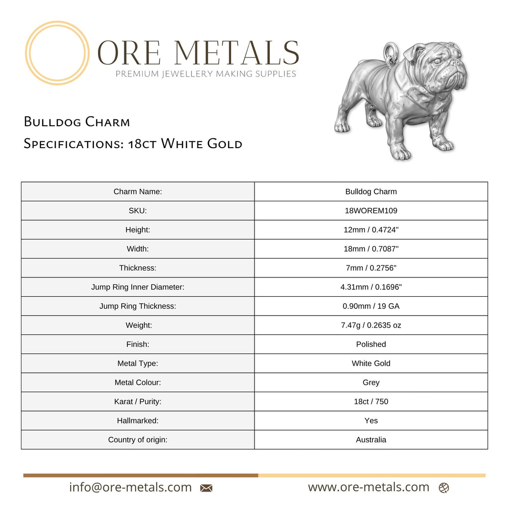 18ct White Gold - Bulldog Charm