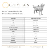 18ct White Gold - Golden Retriever Dog Charm