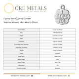 18ct White Gold - I Love You Clover Charm