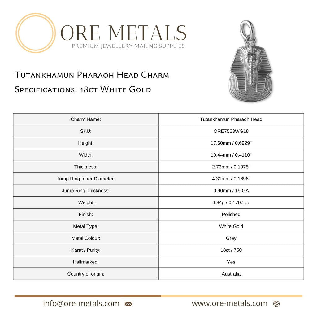 18ct White Gold - Tutankhamun Pharaoh Head Charm