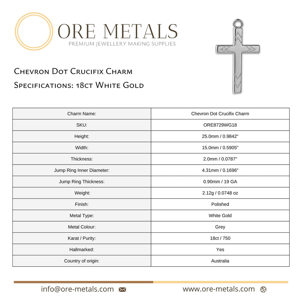 18ct White Gold - Chevron Dot Crucifix Charm