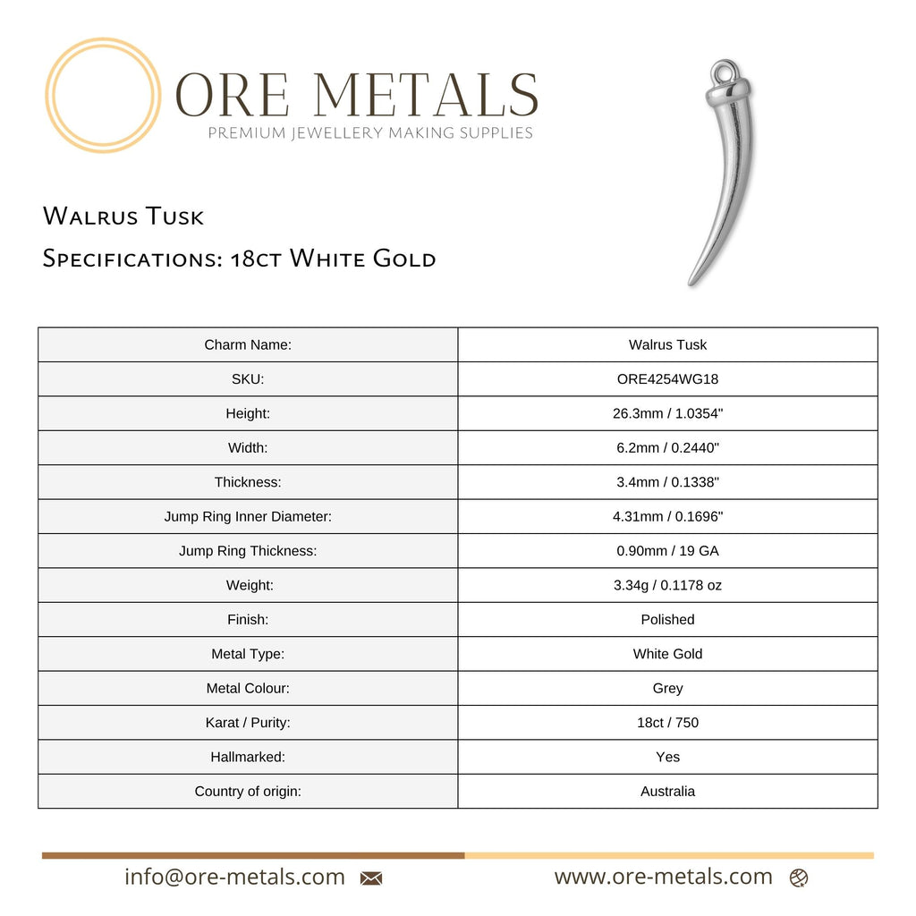 18ct White Gold - Walrus Tusk Charm