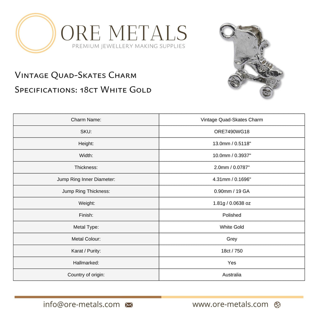 18ct White Gold - Vintage Quad-Skates Charm