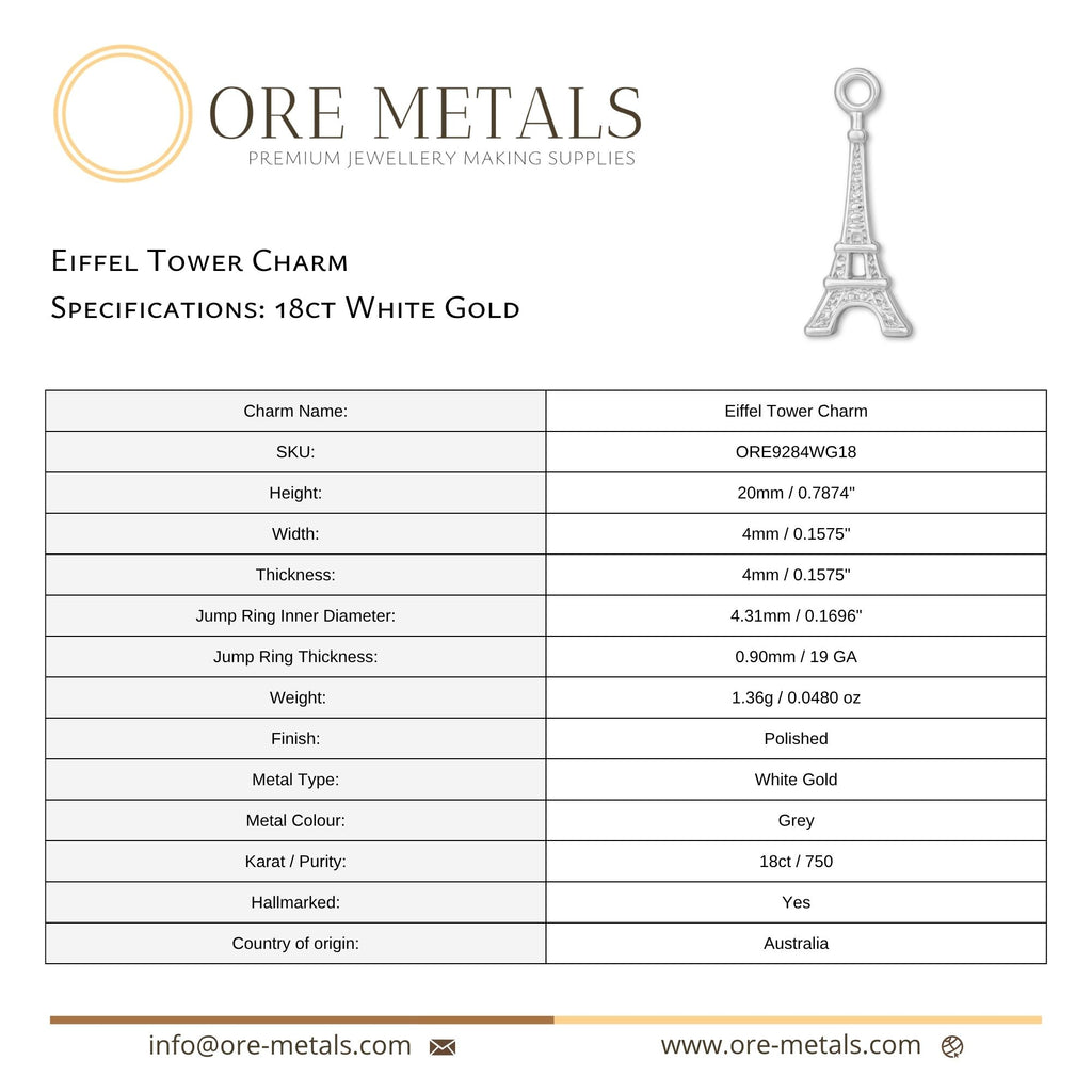 18ct White Gold - Eiffel Tower Charm