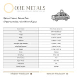 18ct White Gold - Retro Family Sedan Car Charm