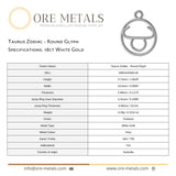 18ct White Gold - Taurus Zodiac Round Charm