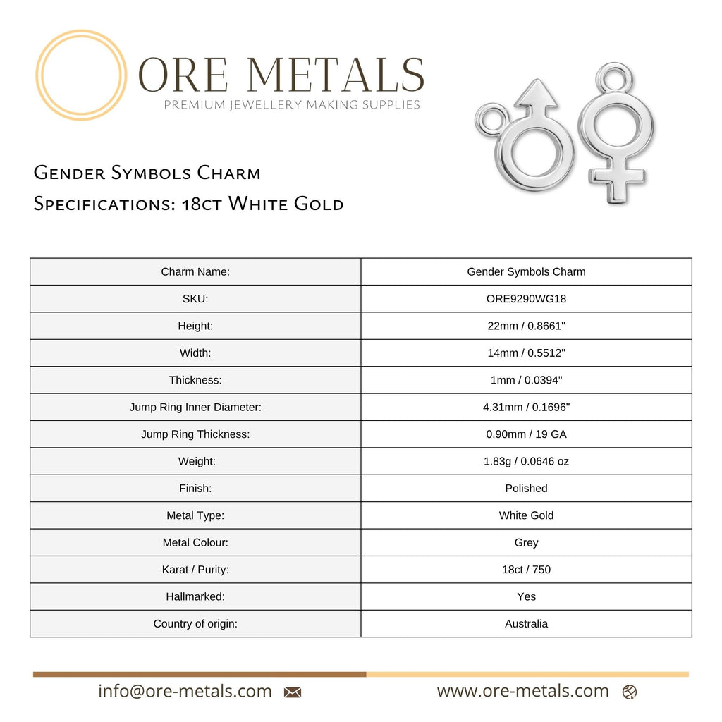 18ct White Gold - Gender Symbols Charm