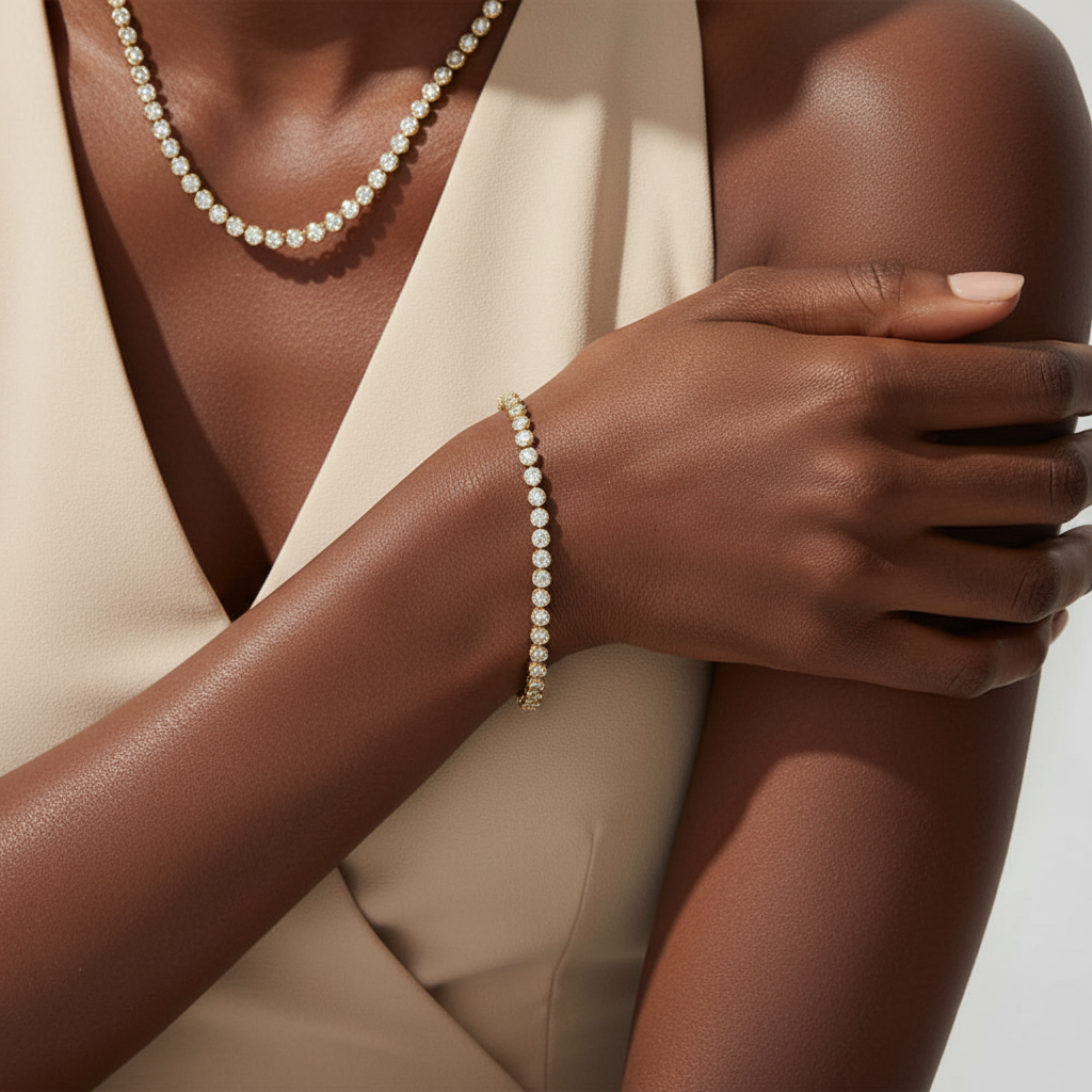 9ct Yellow Gold | 1.7ct GH/SI - Bezel Diamond Tennis Bracelet