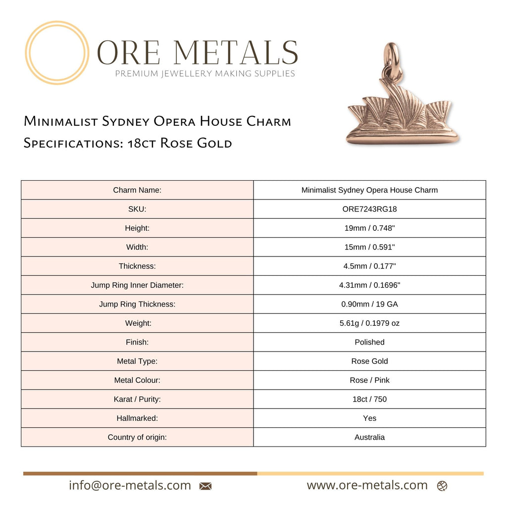 18ct Rose Gold - Minimalist Sydney Opera House Charm