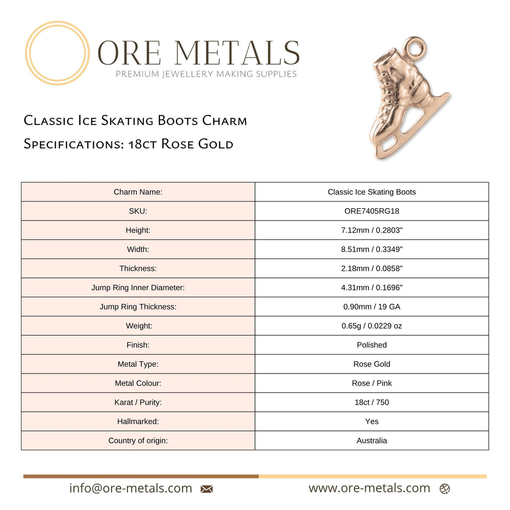 18ct Rose Gold - Classic Ice Skating Boots Charm