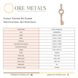 18ct Rose Gold - Classic Vintage Key Charm