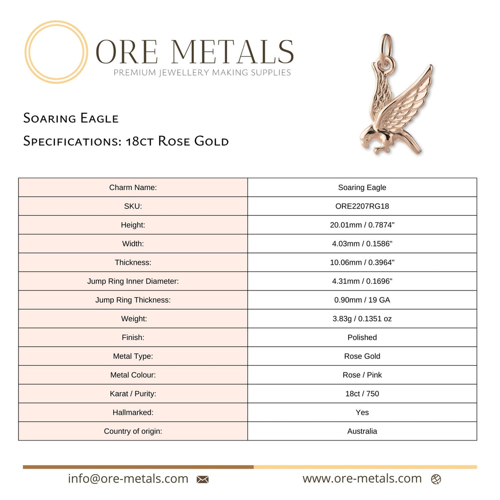 18ct Rose Gold - Soaring Eagle Charm