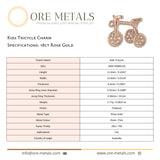 18ct Rose Gold - Kids Tricycle Charm
