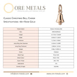 18ct Rose Gold - Classic Christmas Bell Charm