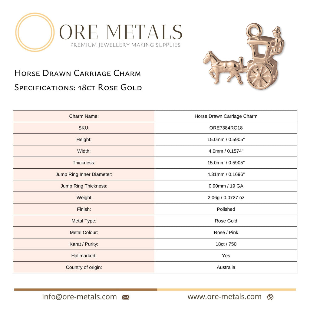 18ct Rose Gold - Horse Drawn Carriage Charm