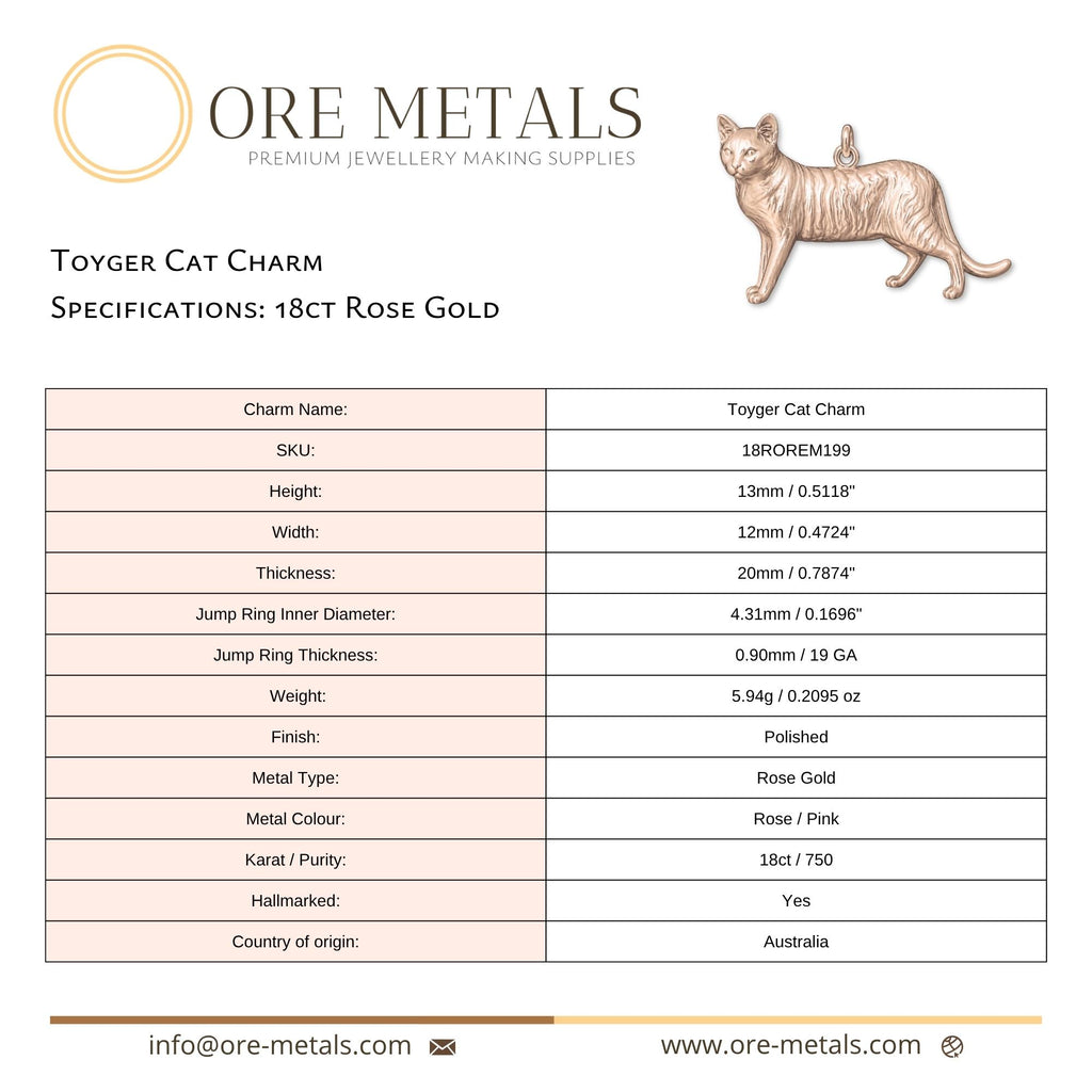 18ct Rose Gold - Toyger Cat Charm