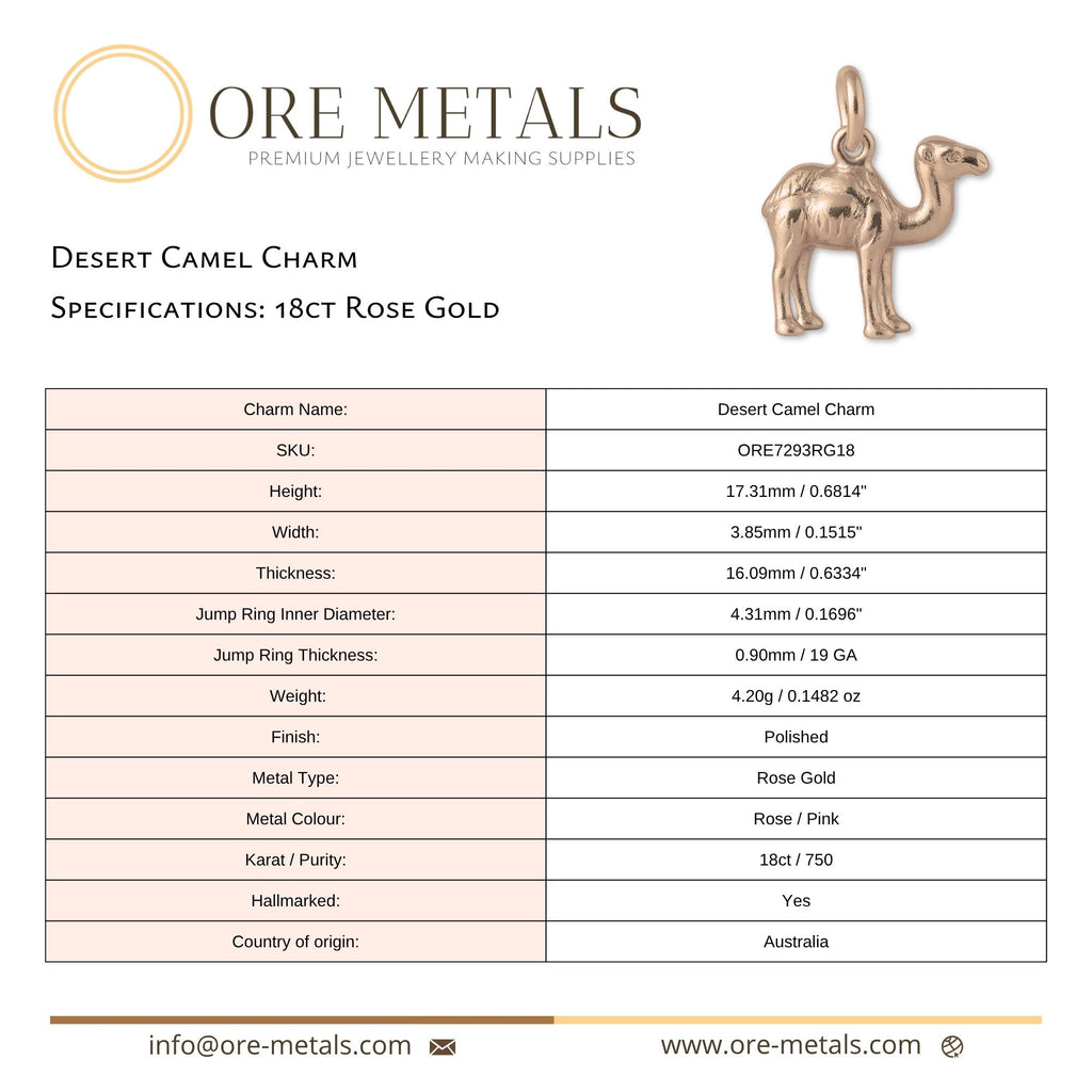 18ct Rose Gold - Desert Camel Charm
