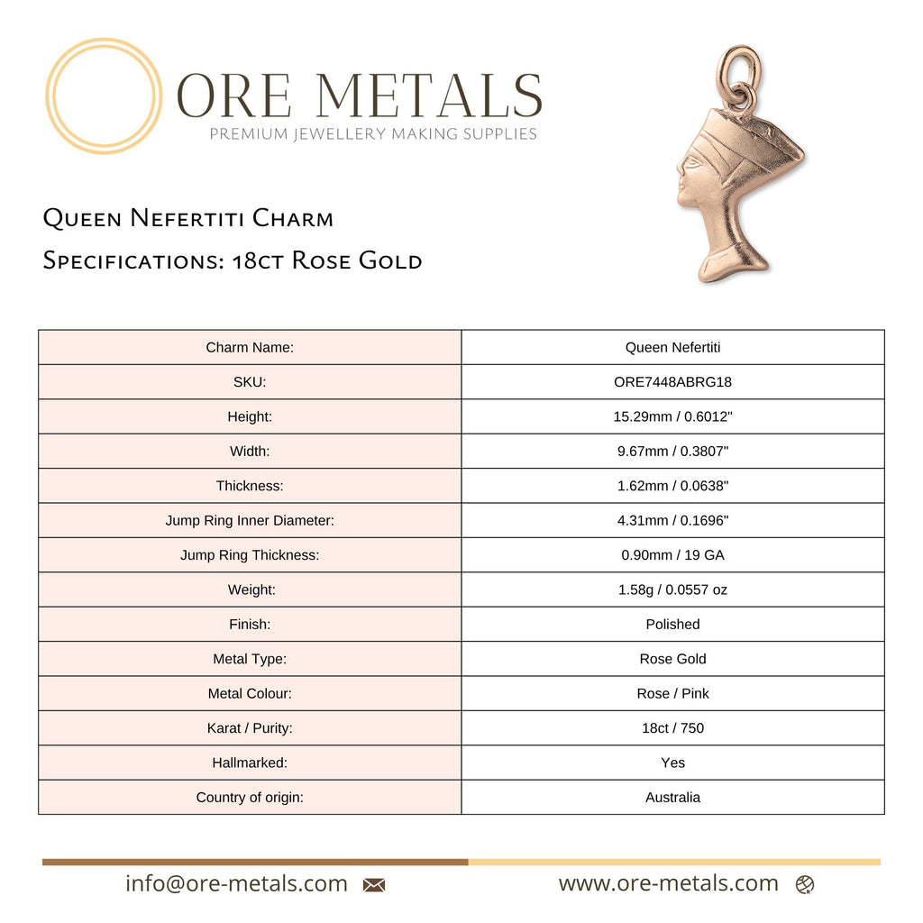 18ct Rose Gold - Queen Nefertiti Charm