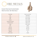 18ct Rose Gold - Classic Four-Leaf Clover Charm