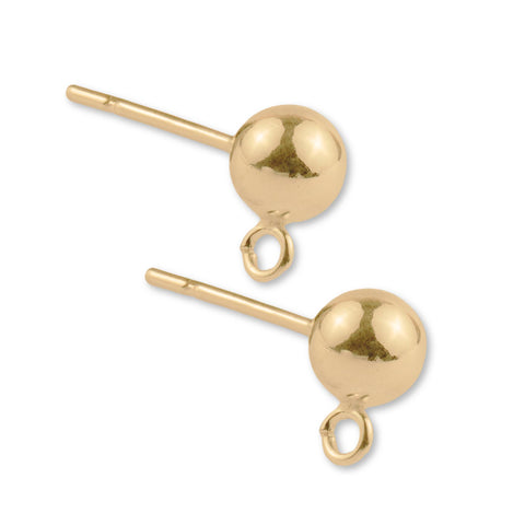 18ct Yellow Gold - Ball Stud with Loop