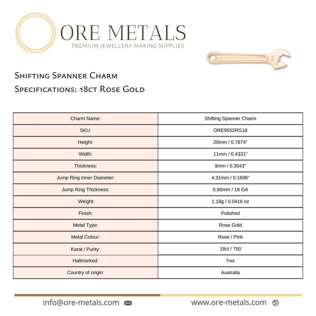 18ct Rose Gold - Shifting Spanner Charm