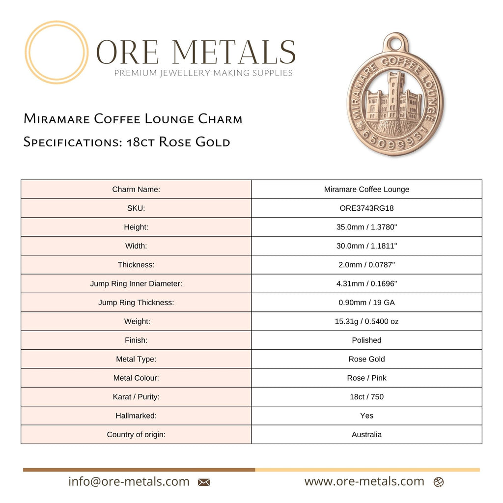 18ct Rose Gold - Miramare Coffee Lounge Charm
