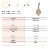 18ct Rose Gold - Mini Squash Racket Charm