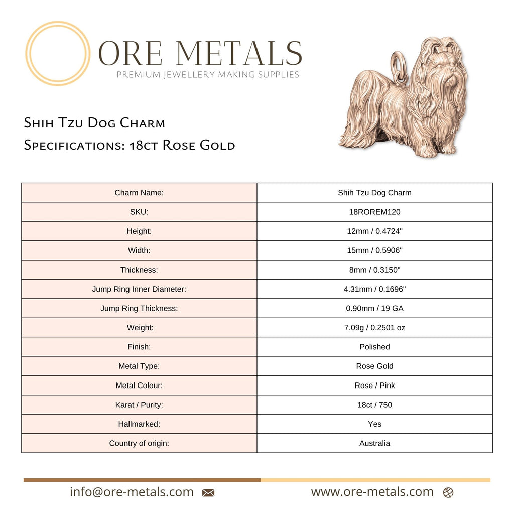 18ct Rose Gold - Shih Tzu Dog Charm