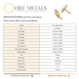 9 Karat Gelbgold – ovale Manschettenknopf-Verschlüsse