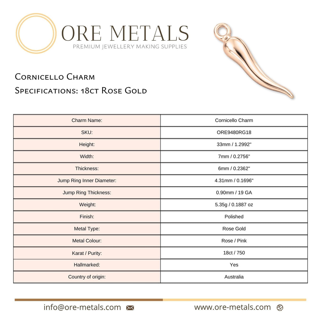 18ct Rose Gold - Cornicello Charm