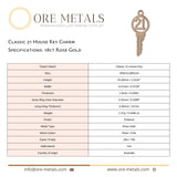18ct Rose Gold - Classic 21 House Key Charm