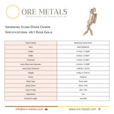 18ct Rose Gold - Swimming Scuba Diver Charm