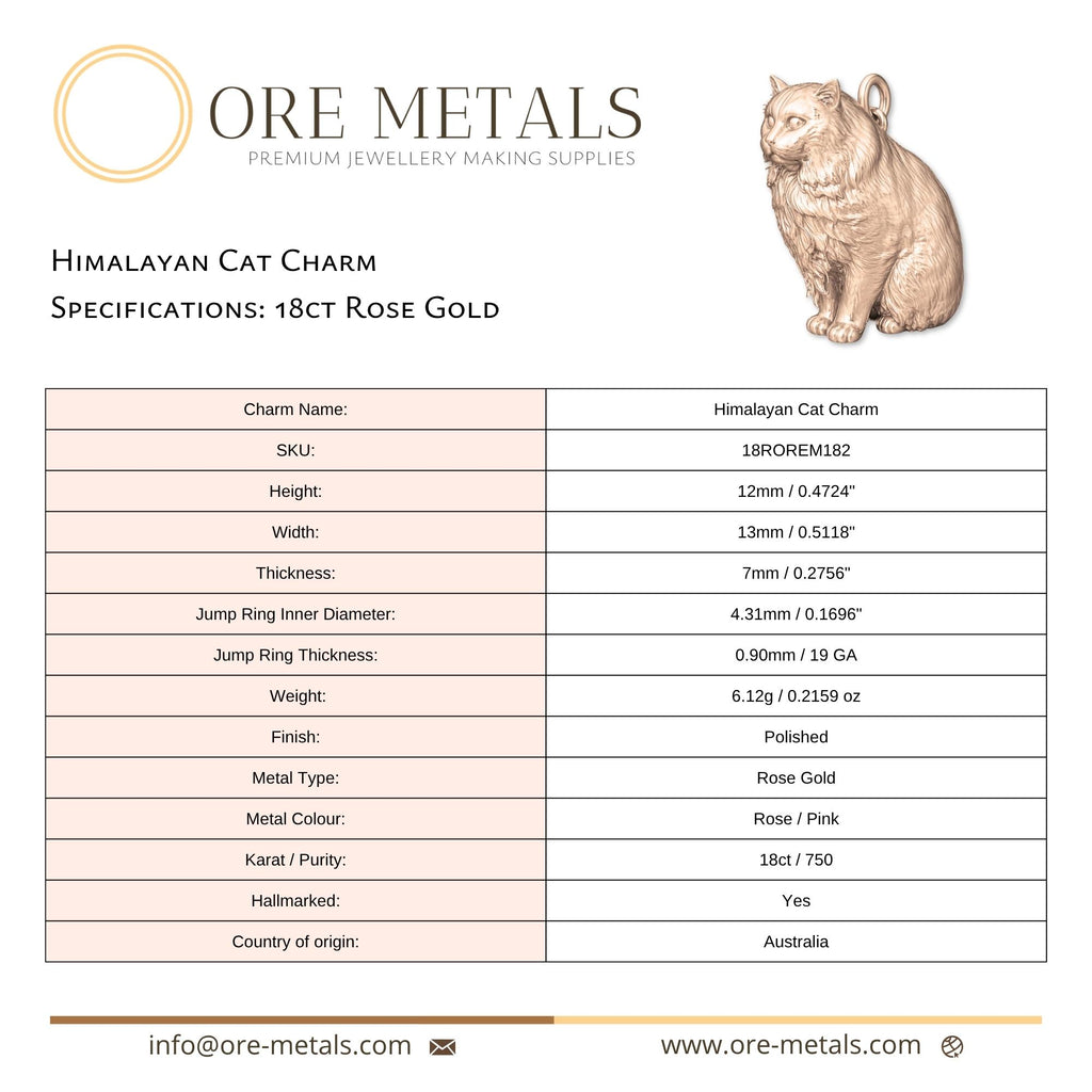18ct Rose Gold - Himalayan Cat Charm