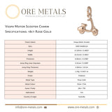 18ct Rose Gold - Vespa Motor Scooter Charm