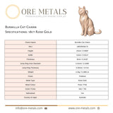 18ct Rose Gold - Burmilla Cat Charm