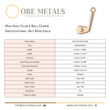 18ct Rose Gold - Mini Golf Club & Ball Charm