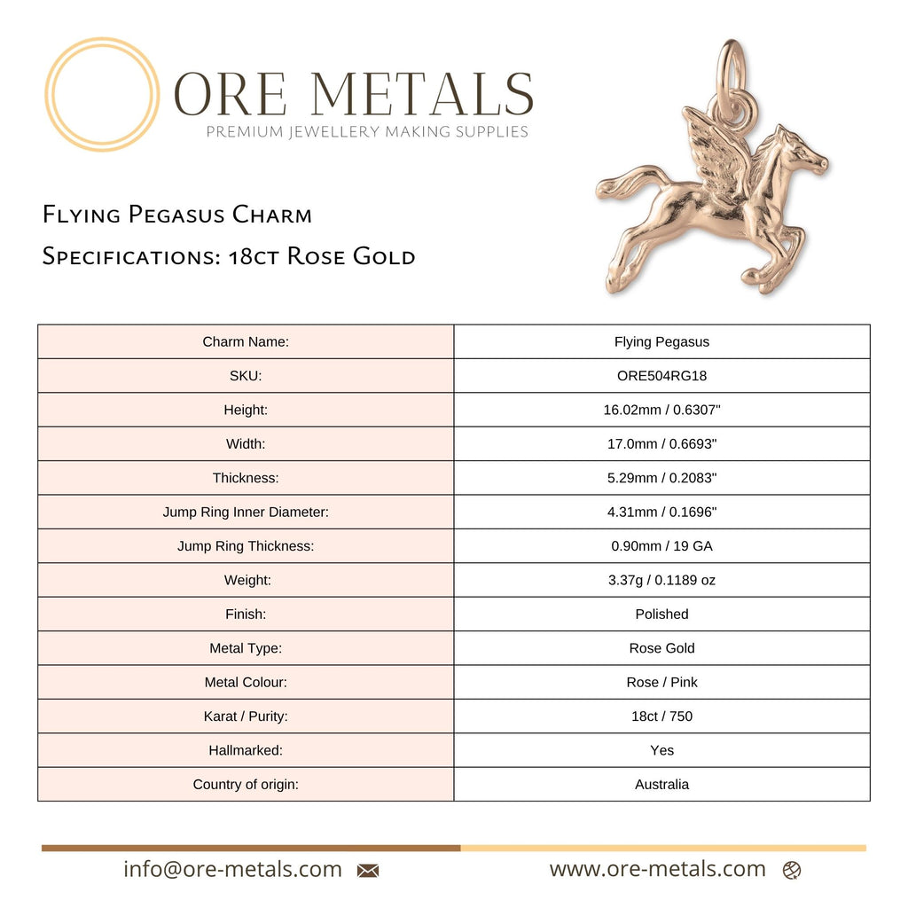 18ct Rose Gold - Flying Pegasus Charm