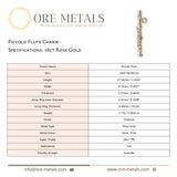 18ct Rose Gold - Piccolo Flute Charm