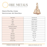 18ct Rose Gold - Ornate Mini Bell Charm