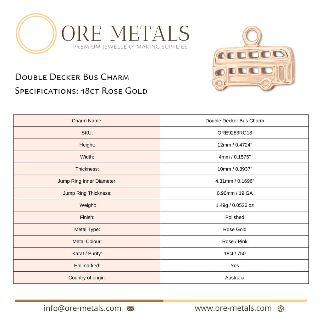 18ct Rose Gold - Double Decker Bus Charm