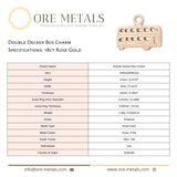 18ct Rose Gold - Double Decker Bus Charm