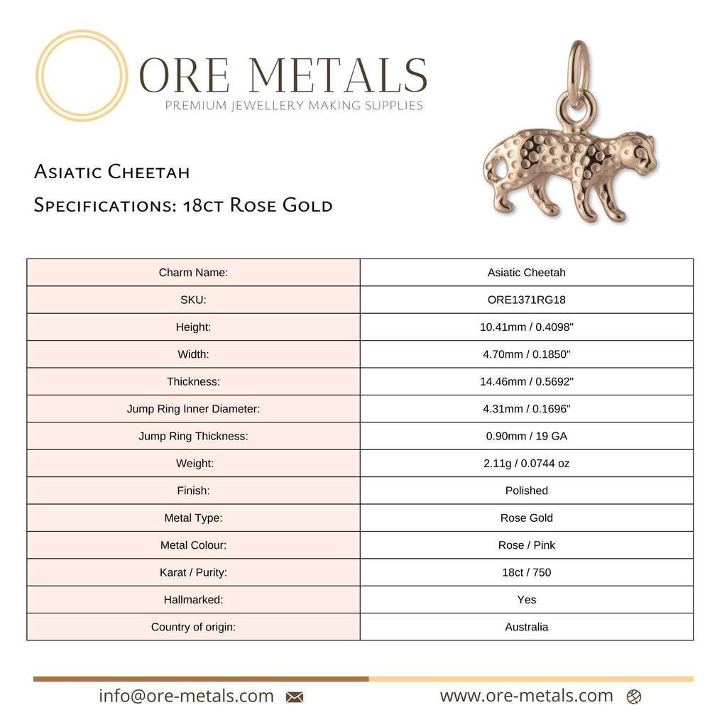 18ct Rose Gold - Asiatic Cheetah Charm