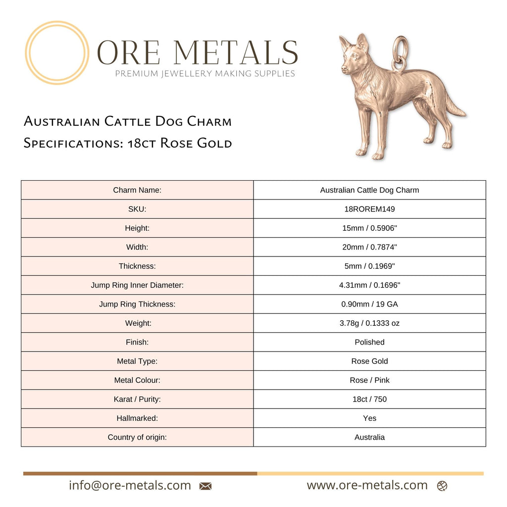 18ct Rose Gold - Australian Cattle Dog Charm