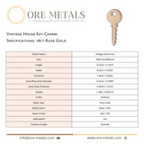 18ct Rose Gold - Vintage House Key Charm