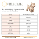 18ct Rose Gold - West Highland White Terrier Dog Charm